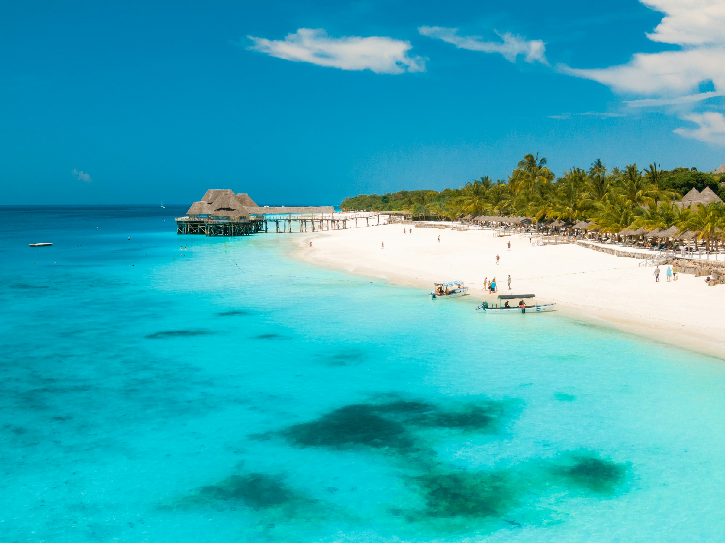Turquoise seas and a traditional dhow in Zanzibar